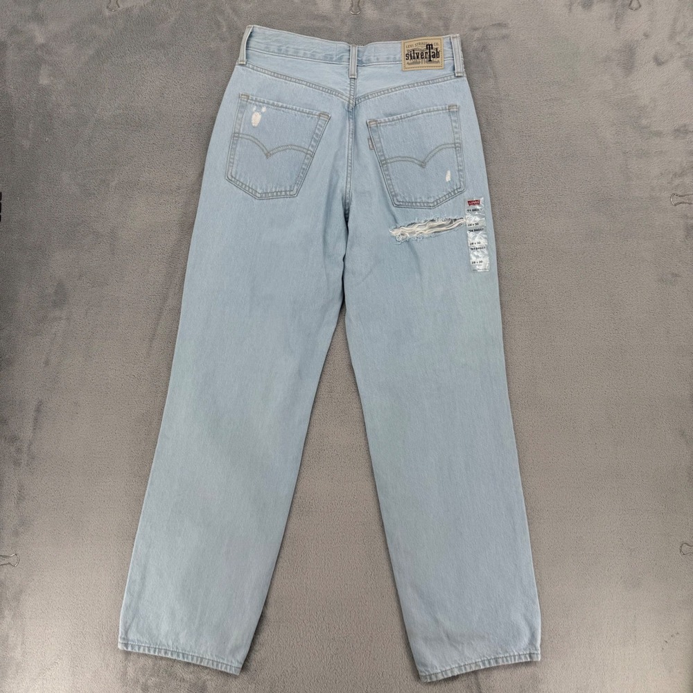 Levis Silver Tab 94 Baggy Light Wash Distressed Denim‎ Jeans Women's Size 28 - Picture 12 of 16